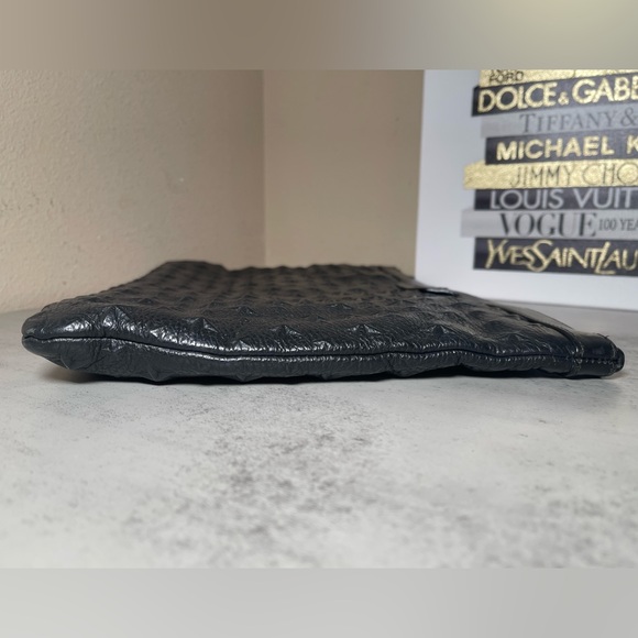 Jimmy Choo Oversized Derek Clutch Wrislet Black Leather Studded Star Bag - Picture 6 of 17